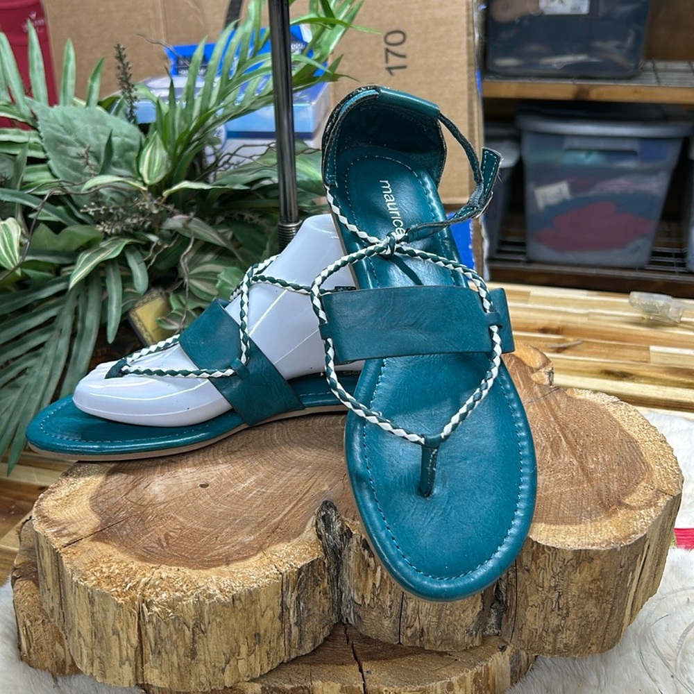 Maurices dark teal flat sandal size 7‎